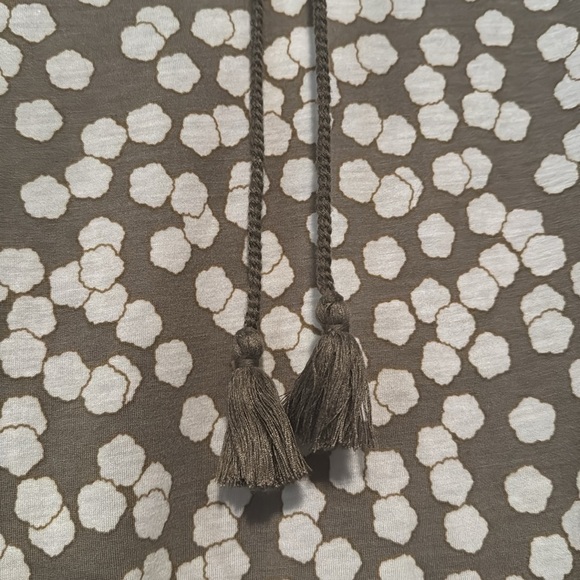 Boden Peasant Tunic blouse Womens 12 wool blend Tan/White long sleeves office - Picture 4 of 7